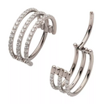 Titanium Triple Hoop CNC Set CZ Side Facing Clicker (4 options)