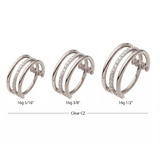 Titanium Triple Hoop CNC Set CZ Side Facing Clicker (4 options)