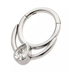 Titanium Double Hoop Pear CZ Front Facing Clicker