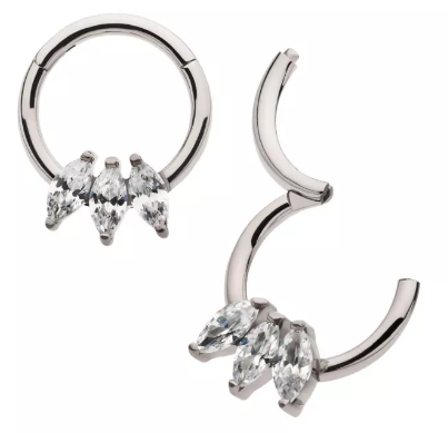 Titanium 3-Marquise CZ Front Facing Clicker