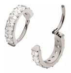 Titanium Channel Set Square CZ Side Facing Clicker