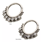 Titanium 7 Cluster Bezel Set CZ & Beads Front Facing Clicker (2 colors)