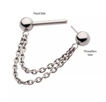 Titanium Threadless Double Chain Dangle Nipple Bar