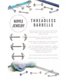 Titanium Threadless 3 Bezel CZ Nipple Bar