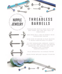 Titanium Threadless CZ Double Chain Dangle Nipple Bar (2 colors)