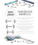 Titanium Threadless Bezel CZ & Tri-Bead Nipple Bar
