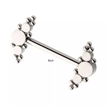 Titanium Threadless 3 Bezel CZ & Beads Nipple Bar