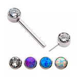 Titanium Threadless Bezel CZ/Opal Nipple Bar (4 colors)