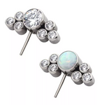 Titanium Threadless Bezel Set Trinity CZ/Opal Side Facing Top (2 colors)