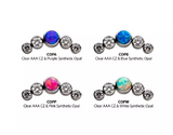 Titanium Threadless Bezel Set 5-CZ/Opal Side Facing Top (4 colors)