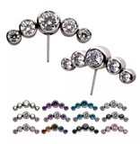 Titanium Threadless Bezel Set 5-CZ Side Facing Top (12 colors)