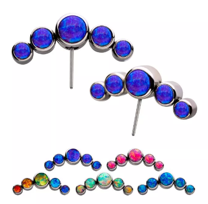 Titanium Threadless Bezel Set 5 Opal Side Facing Top (5 colors)