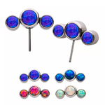 Titanium Threadless Bezel Set 3 Opal Side Facing Top (4 colors)