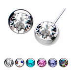 Titanium Threadless Swarovski Crystal Side Facing Top (6 colors)