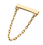 14K Gold Threadless Bar Chain Dangle Top