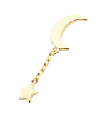 14K Gold Threadless Moon & Star Dangle Top (2 colors)