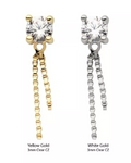 14K Gold Threadless Prong CZ Box Chain Dangle Top (2 colors)