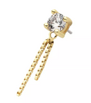 14K Gold Threadless Prong CZ Box Chain Dangle Top (2 colors)