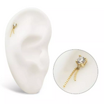 14K Gold Threadless Prong CZ Box Chain Dangle Top (2 colors)
