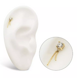 14K Gold Threadless Prong CZ Box Chain Dangle Top (2 colors)