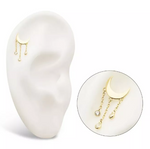 14K Gold Threadless Moon & CZ Chain Dangle Top (2 colors)