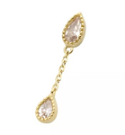 14K Gold Threadless Double CZ Pear Chain Dangle Top (2 colors)