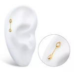 14K Gold Threadless Double CZ Pear Chain Dangle Top (2 colors)