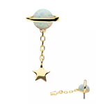 14K Planet White Opal & Star Chain Top