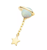 14K Planet White Opal & Star Chain Top