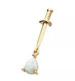 14K Gold Dagger & Pear Opal Dangle Top