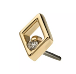 14K Gold Threadless Hollow Diamond Shape & Diamond Top