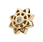 14K Gold Threadless Mandala Diamond Center Top