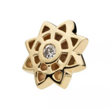 14K Gold Threadless Mandala Diamond Center Top