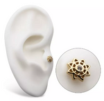 14K Gold Threadless Mandala Diamond Center Top