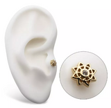 14K Gold Threadless Mandala Diamond Center Top