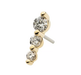 14K Gold Threadless Cluster Line 3 Prong Diamonds Top