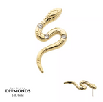 14K Gold Threadless Snake & 3 Diamonds Top