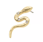 14K Gold Threadless Snake & 3 Diamonds Top