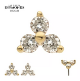 14K Gold Threadless Trinity 3 Diamonds Top (2 colors)