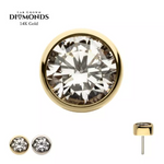 14K Gold Threadless Bezel-Set Diamond Top (2 colors)