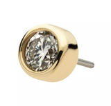14K Gold Threadless Bezel-Set Diamond Top (2 colors)