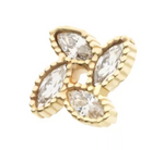 14K Gold Threadless Flower 4 Marquise CZ Top