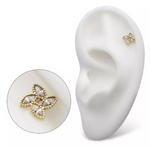 14K Gold Threadless Flower 4 Marquise CZ Top