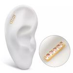 14K Gold Threadless Bar Cluster 5 CZ Top