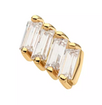 14K Gold Threadless Baguette 4 CZ Top