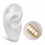 14K Gold Threadless Baguette 4 CZ Top