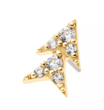 14K Gold Threadless Double Triangle Pave CZ Top