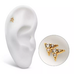 14K Gold Threadless Double Triangle Pave CZ Top