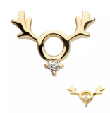 14K Gold Threadless Reindeer CZ Top