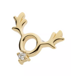 14K Gold Threadless Reindeer CZ Top